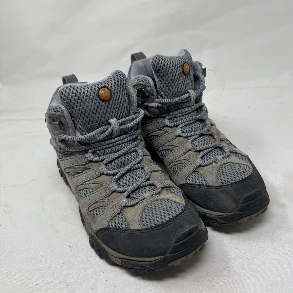 Merrell Hiking Boots Ankle Womens Size 8 Gray Suede Mesh Trail Vibram J88792